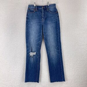 Madewell Blue Denim The Perfect Vintage Crop‎ Jeans Womens Distressed Size 24